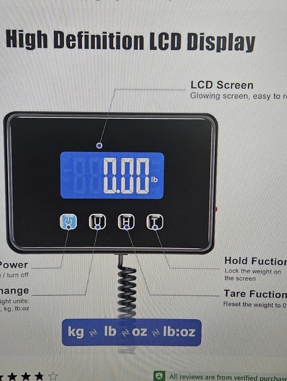 Digital Postal/Shipping Scale with Blue Backlit Display - Black